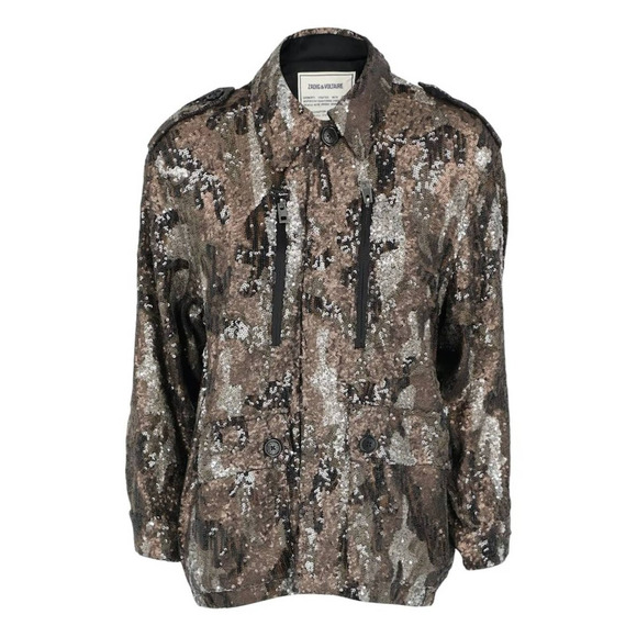 ZADIG & VOLTAIRE Kid Sequin Camo Jacket XS - Picture 1 of 11